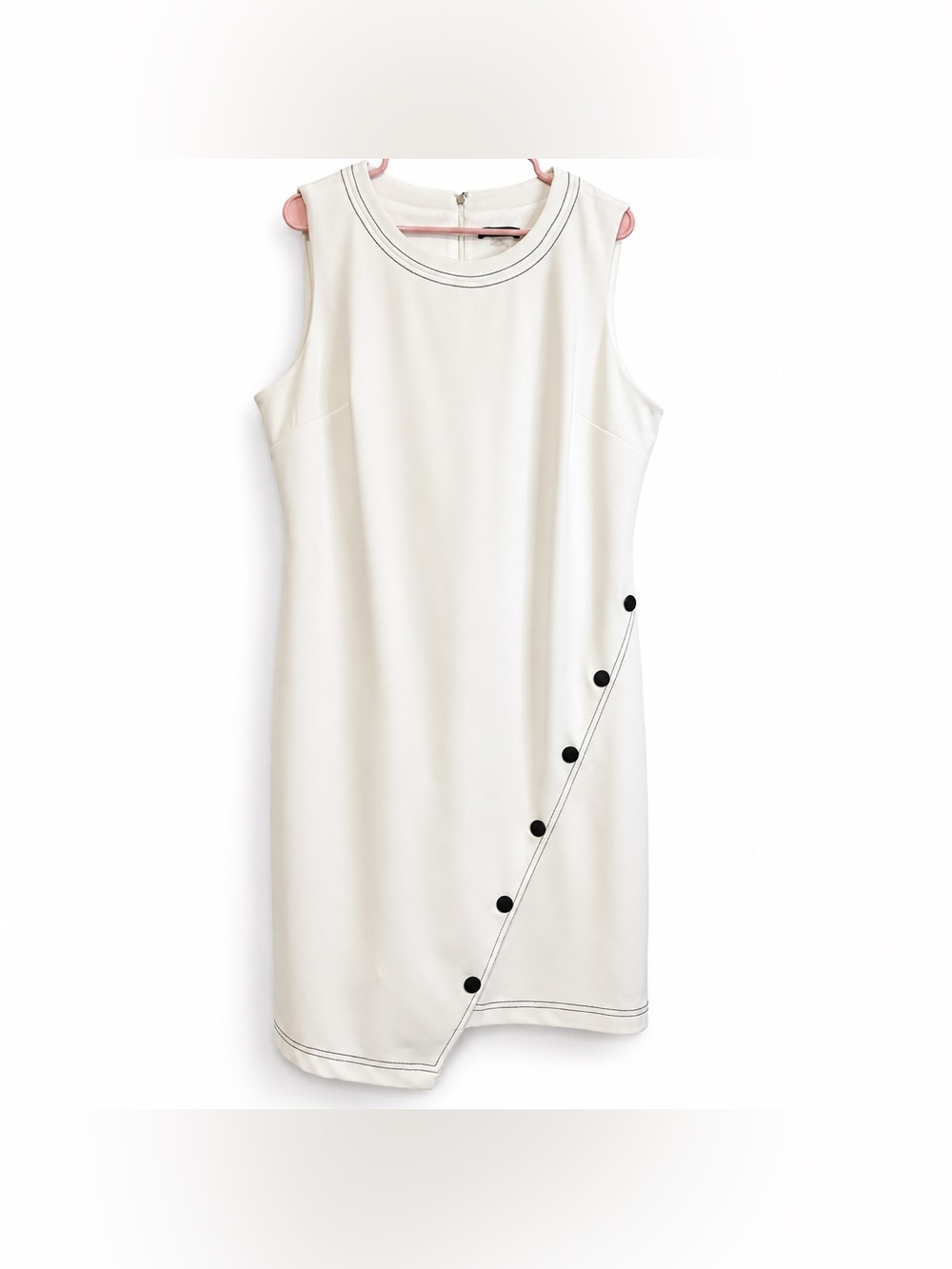 PtP 22” Size 16 Tommy Hilfiger Ivory & Onyx Button-Detail Dress